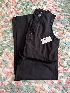 Sonoma Black Sleeveless Henley Maxi  pants with Side Tie